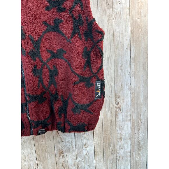 Kerrits Fleece Vest Womens M Cranberry Black Horse Full Zip Mock Neck Equestrian - Picture 4 of 7